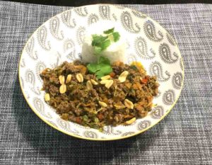 Bowl of Asian Beef with rice