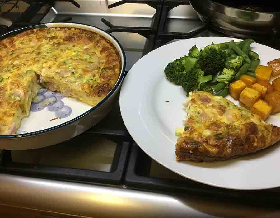 Quiche cut on plate