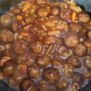 Asian meatballs in sweet and sour sauce