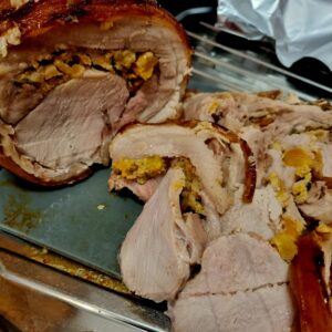 Apricot and macadamia roast loin pork