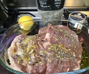Lamb marinating in Greek flavours
