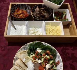 Greek Lamb with salad ingredients