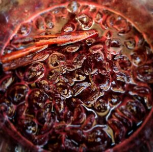 Spiced poached cherries