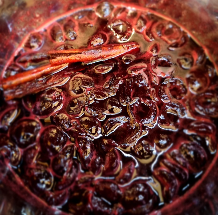 Spiced poached cherries