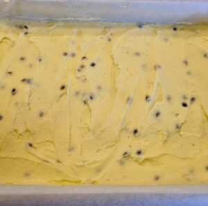 Passionfruit slice, iced