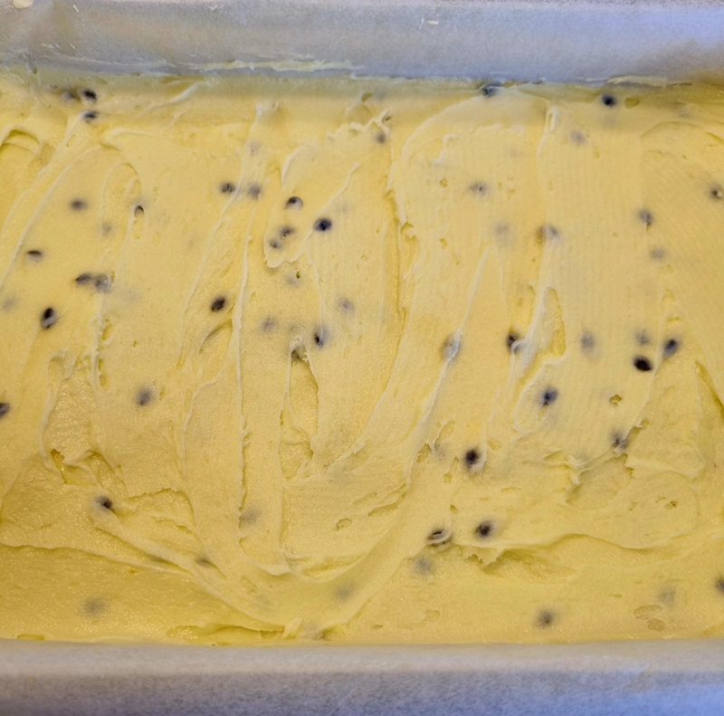 Passionfruit slice, iced