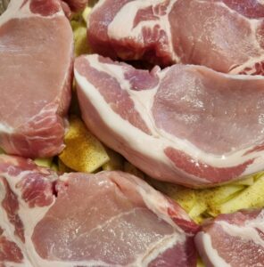 Pork and apple tray bake