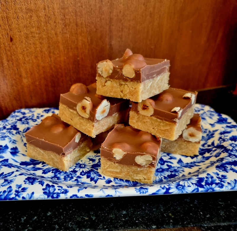 Hazelnut slice on a plate