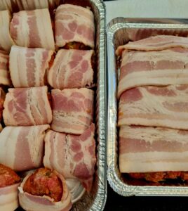 Baked Beef and Bacon Rissoles/Meatloaf Raw